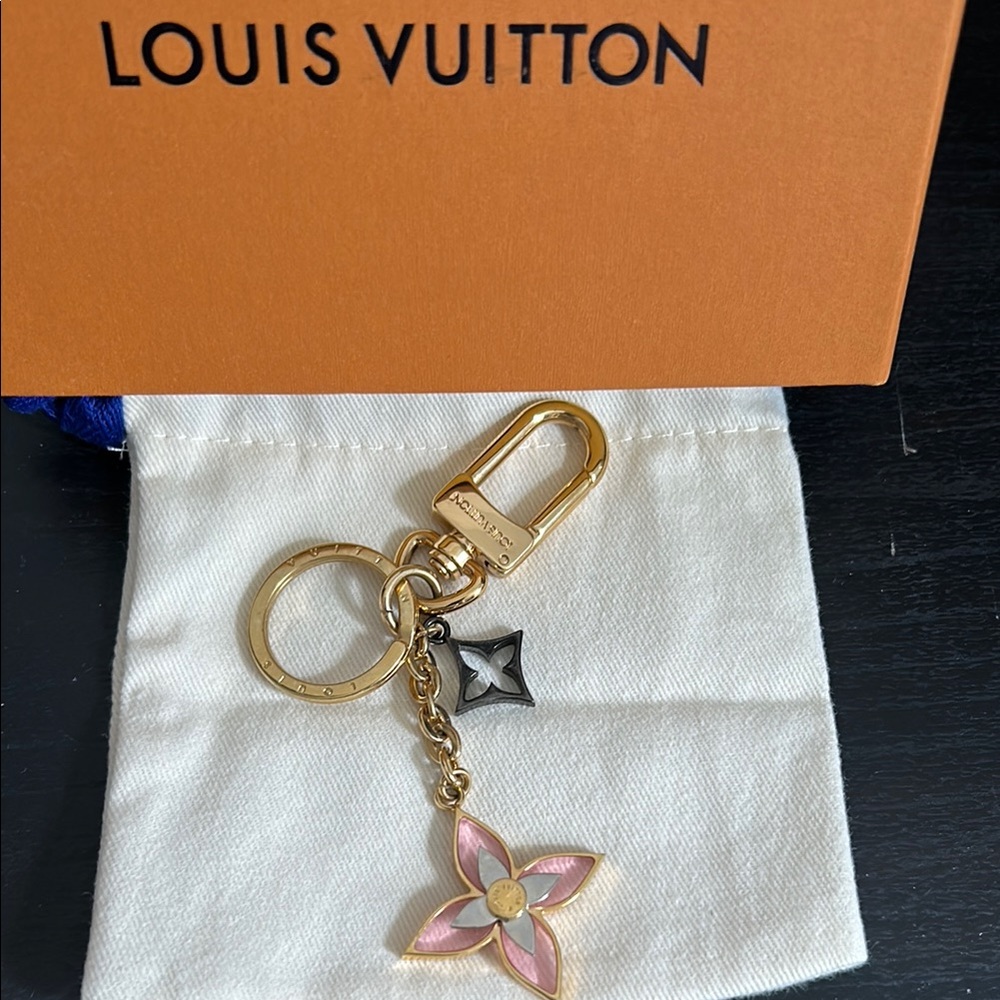 Louis Vuitton Pink and Black flowers Key Holder / Bag Charm